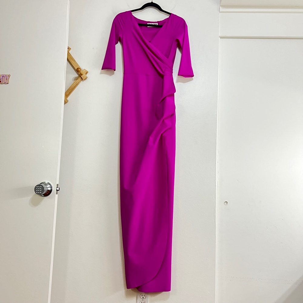 NEW Chiara Boni Florien Long Draped Dress, Size 4 Pink